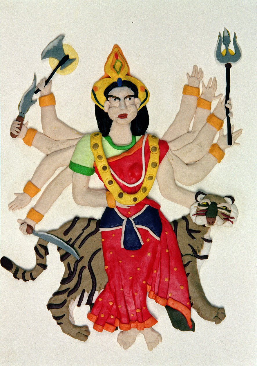 Durga (olej a hlína na papíře) od Jung Sook Nam