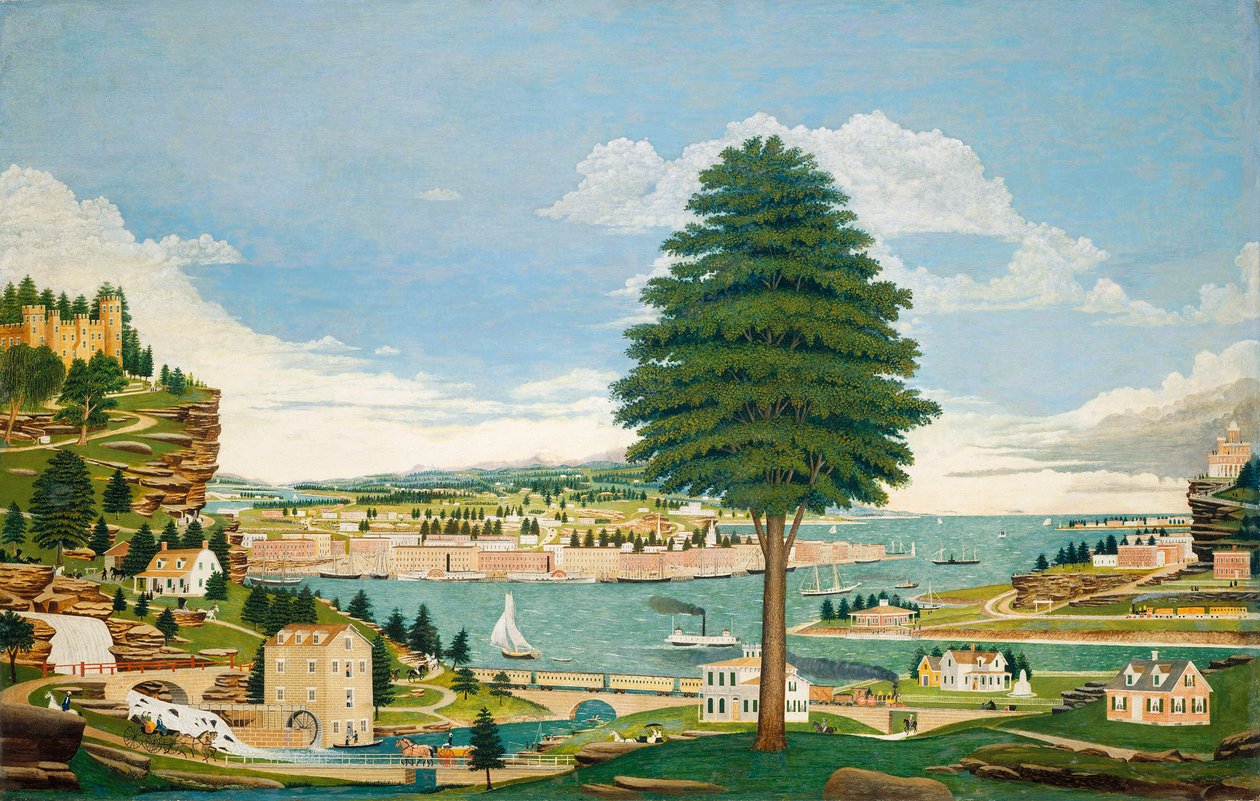 Kompozitní přístavní scéna s hradem, kolem roku 1875 od Jurgen Frederick Huge