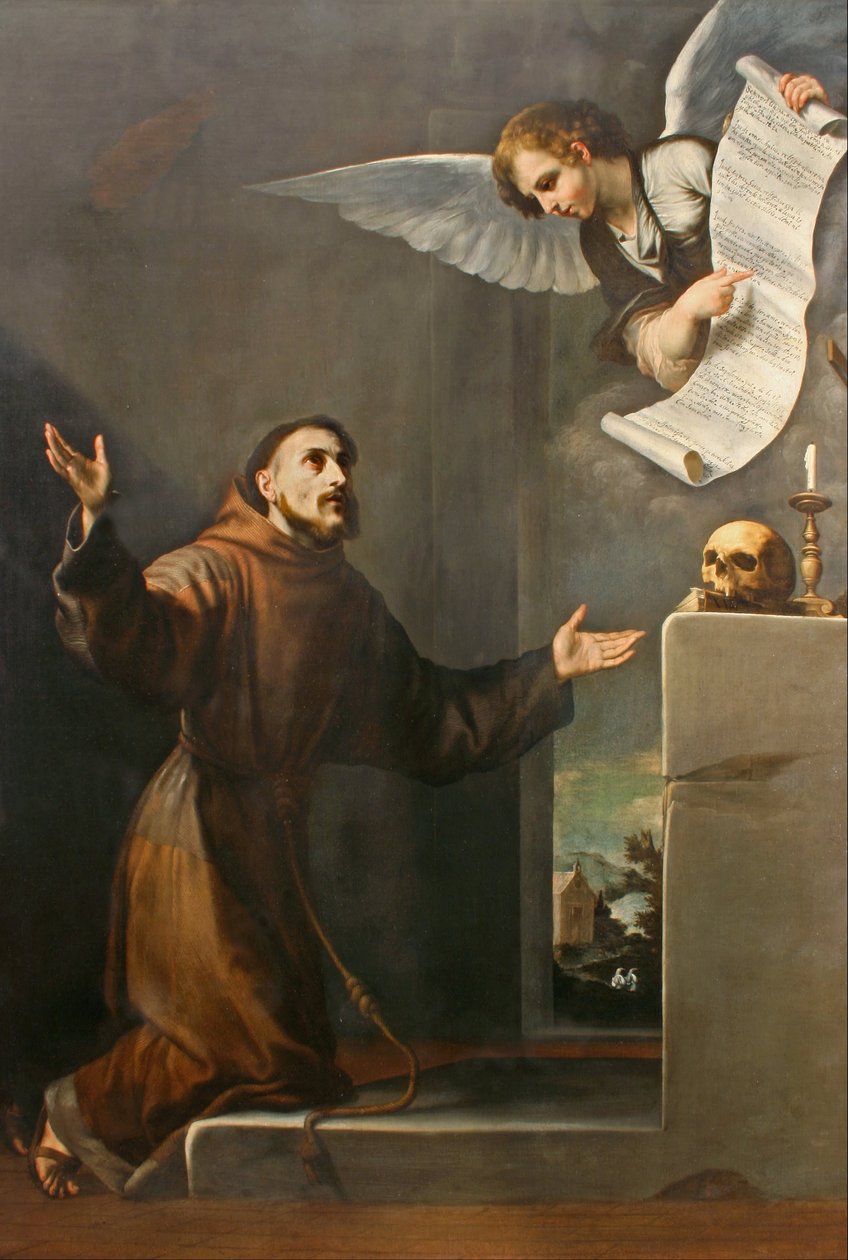 Svatý František dostává od Anděla sedm výsad od Jusepe de Ribera
