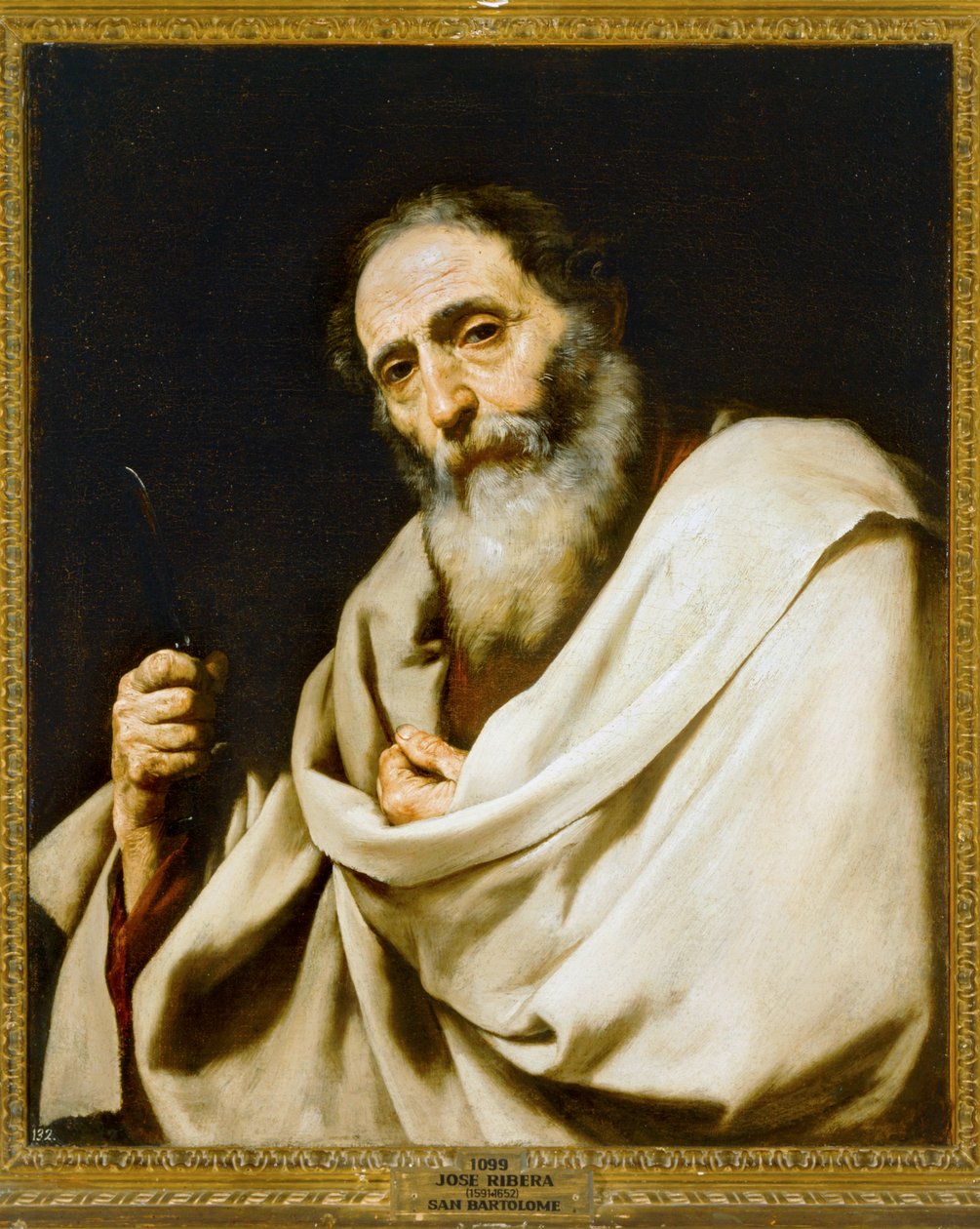 Svatý Bartoloměj ... (malba na plátně) od Jusepe de (1591-1652) Ribera