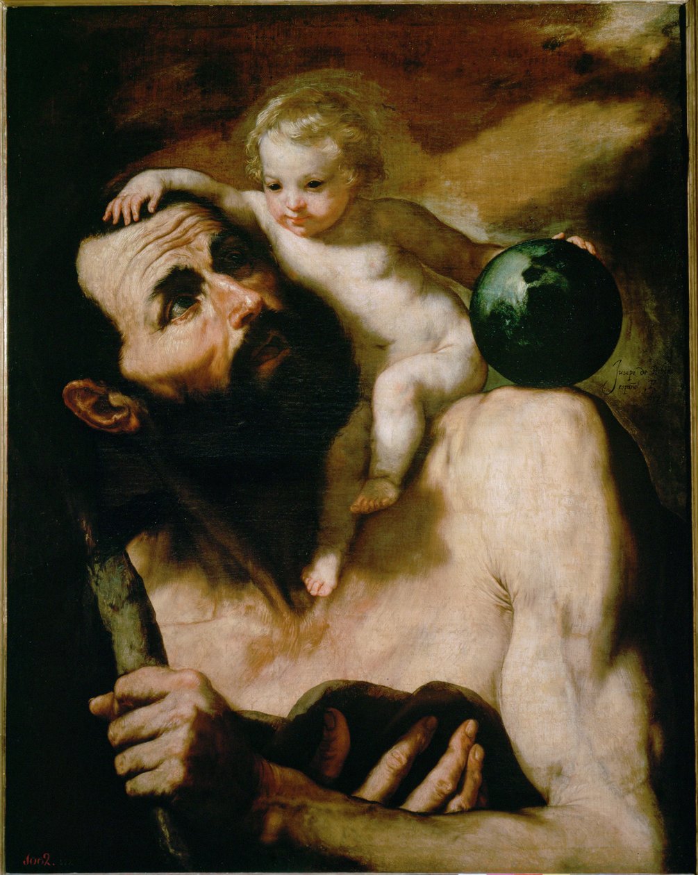 Svatý Kryštof ... (malba na plátně) od Jusepe de (1591-1652) Ribera