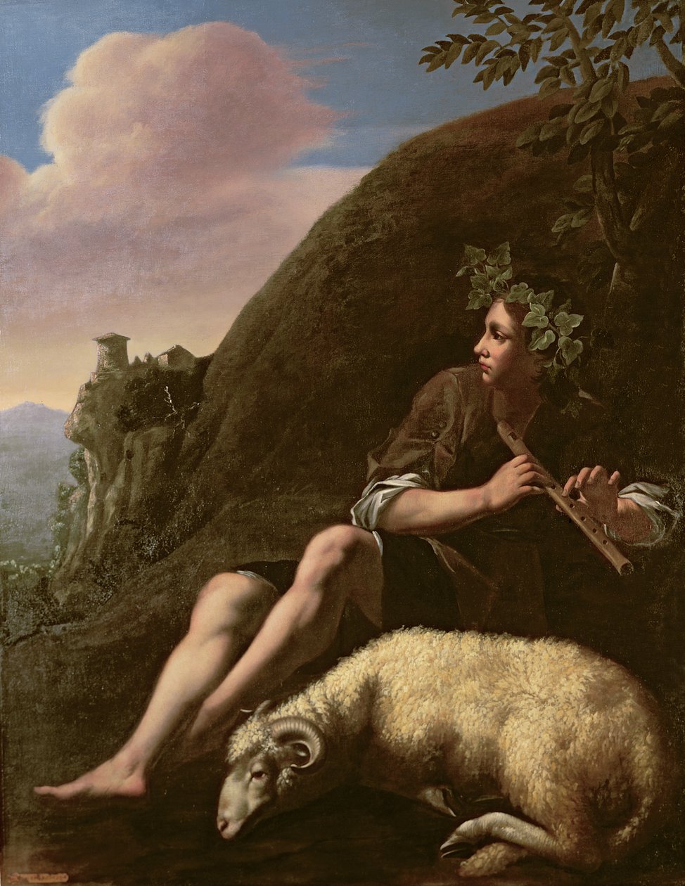 Pastorála, Pastýř a ovce (olej na plátně) (po restaurování) od Jusepe de (follower of) Ribera