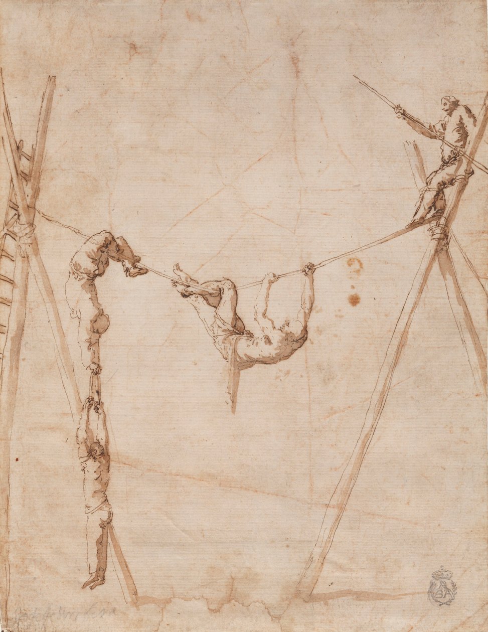 Akrobaté na laně. od Jusepe de Ribera