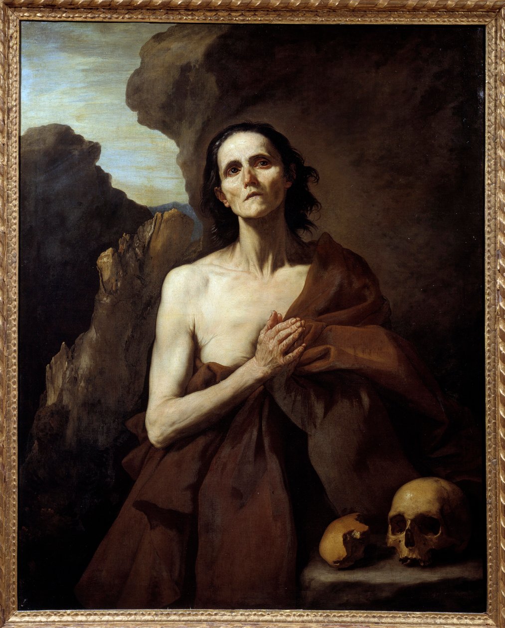 Portrét Svaté Marie Egyptské, Penitente v poušti Obraz (Vanita) od Jose de Ribera dit il Spagnoletto „“Španěl“““ (1591-1652) od Jusepe de Ribera