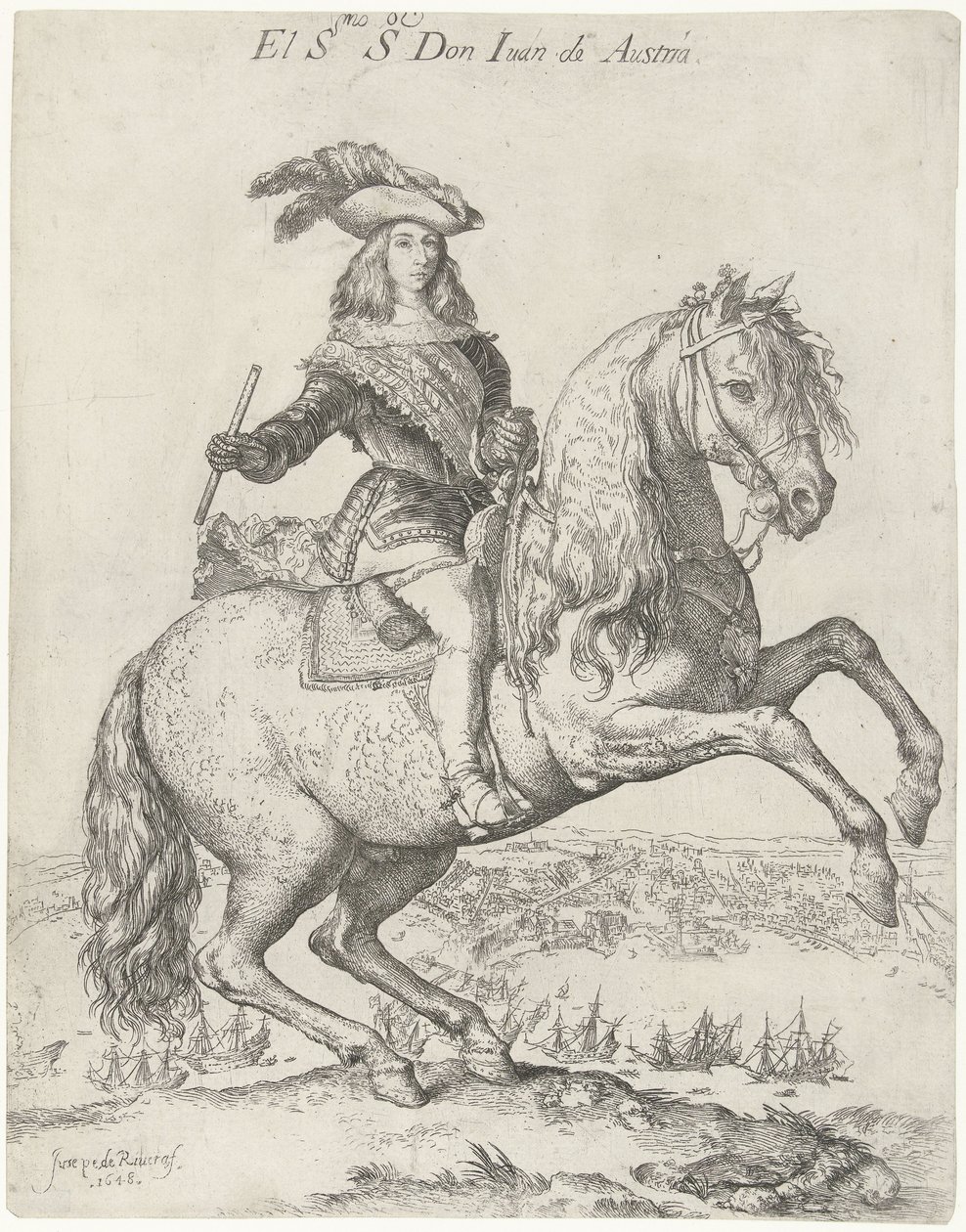 Jezdecký portrét Dona Juana z Rakouska El S.mo S.or Don Juan de Austria (název na objektu) od Jusepe de Ribera