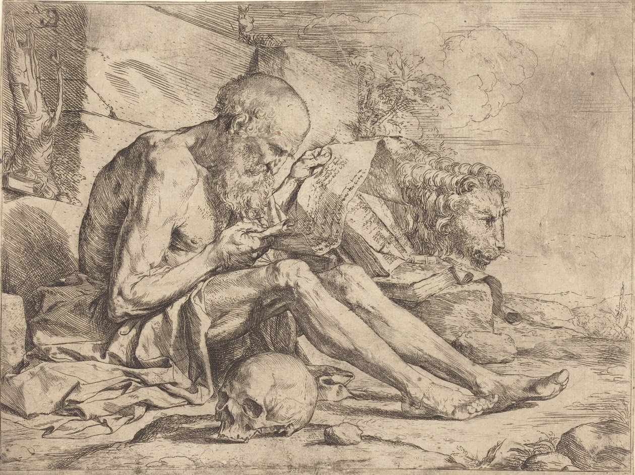 Svatý Jeroným při čtení od Jusepe de Ribera