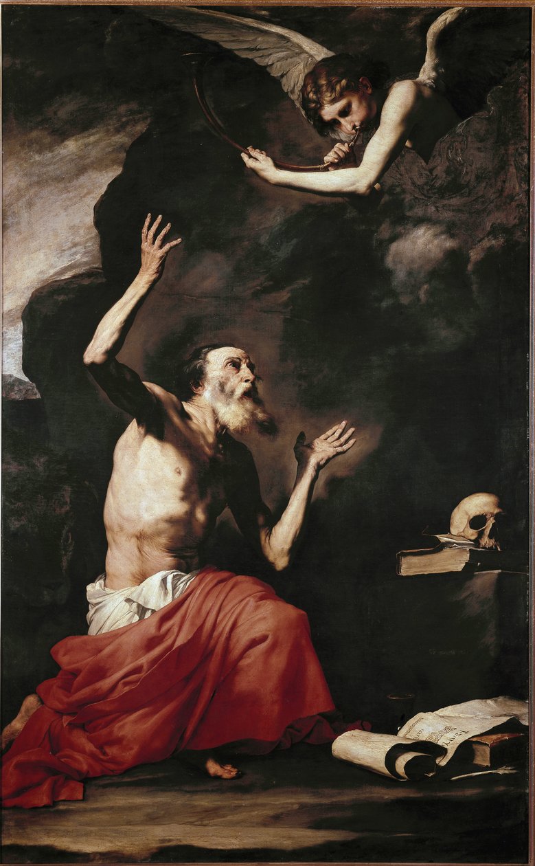 Svatý Jeroným a anděl (olej na plátně od Jusepe de Ribera