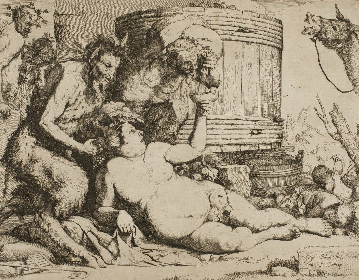 Silenus u vinné kádě od Jusepe de Ribera