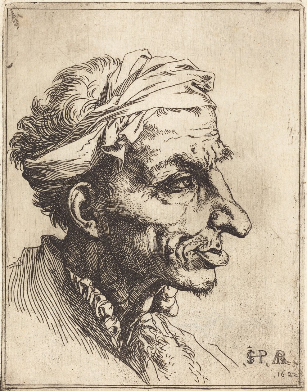 Malá groteskní hlava od Jusepe de Ribera