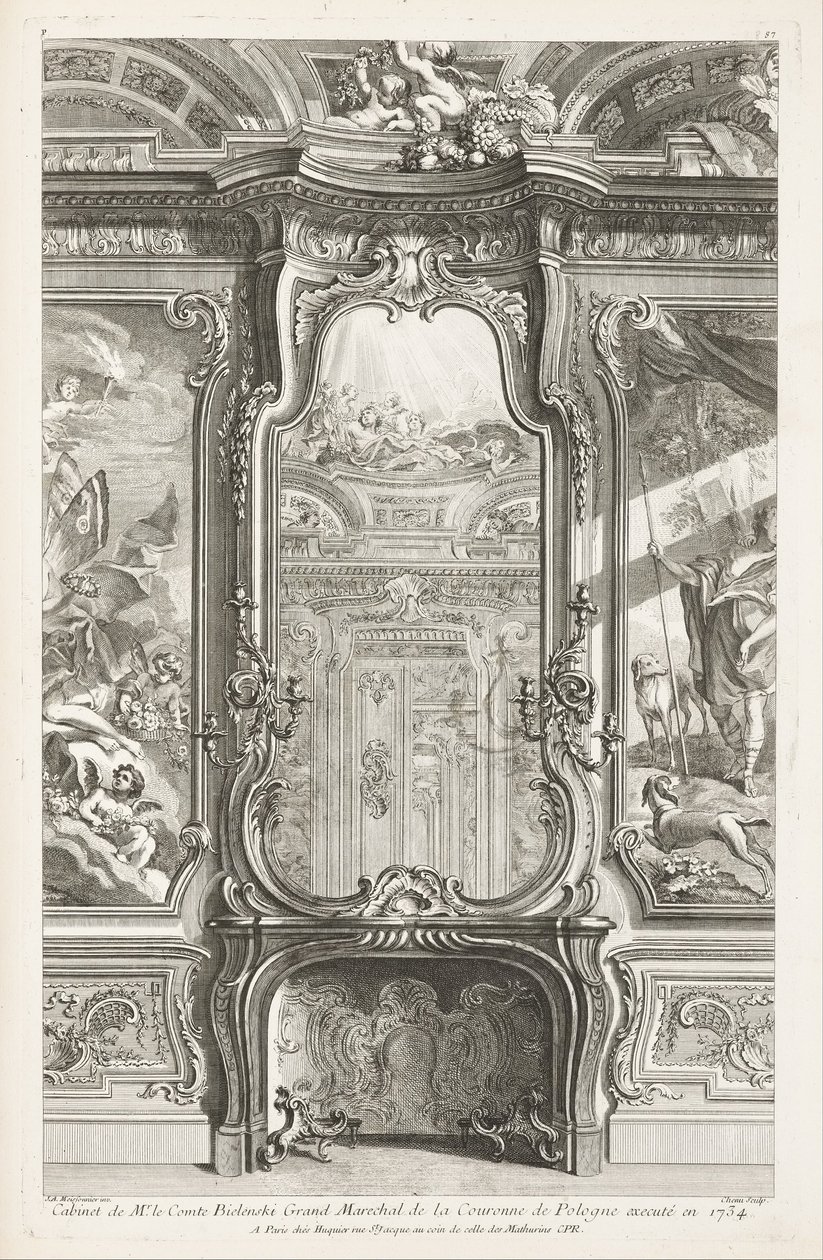 Kabinet pana hraběte Bielenského Grand maršál polské koruny popraven v roce 1734; Chiminée ... od Juste Aurèle Meissonnier