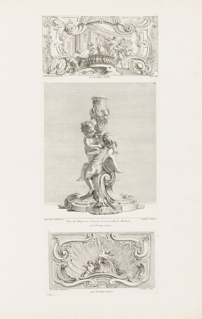 Ornamentální deska zobrazující únos Heleny, pl. 24 v Oeuvre de Juste-Aurèle Meissonnier od Juste Aurèle Meissonnier