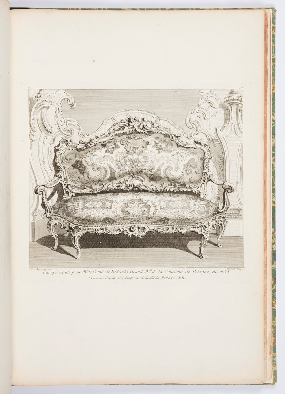 Pohovka popravená pro pana hraběte z Bielinski Grand Mal koruny polské v roce 1735.; Pohovka popravená pro hraběte z Bielinski v roce 1735, 4. deska od Juste Aurèle Meissonnier