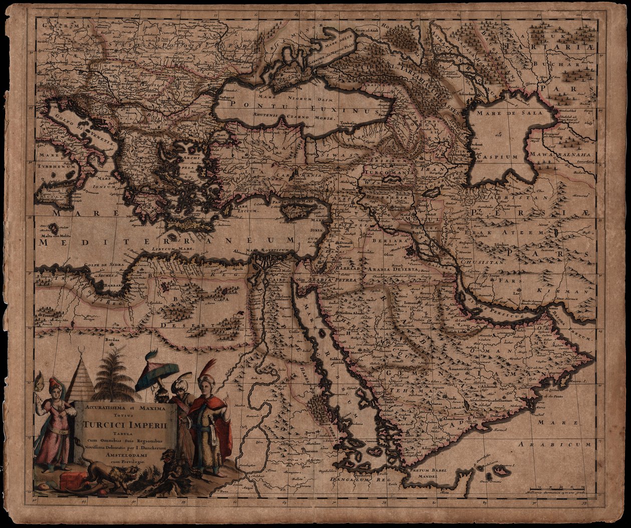 Mapa tureckých majetků včetně Egypta a Řecka od Justus Danckerts