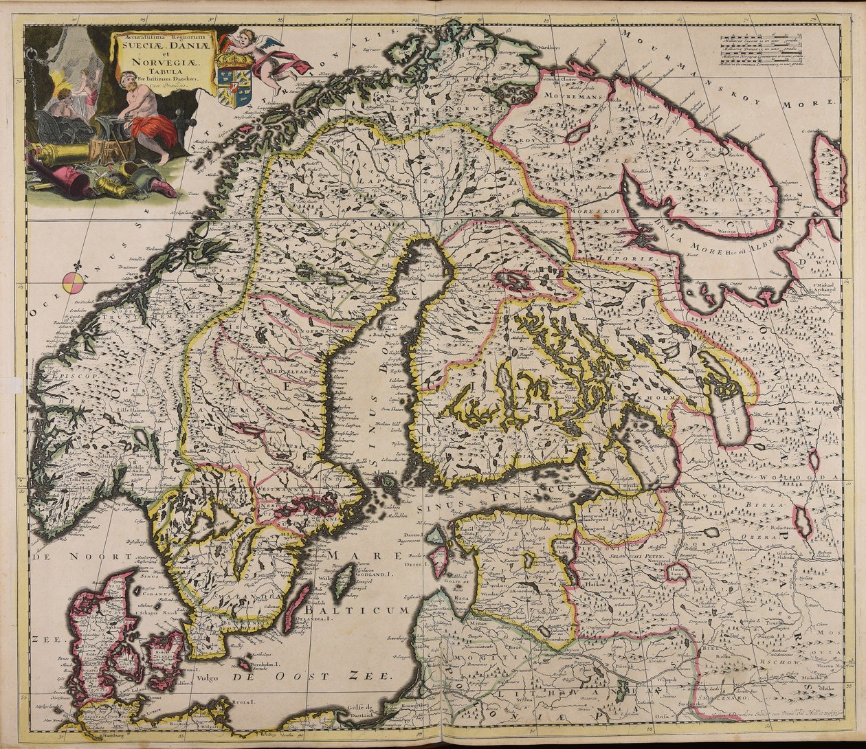 Nejpřesnější mapa království Švédska, Dánska a Norska od Justus Danckerts