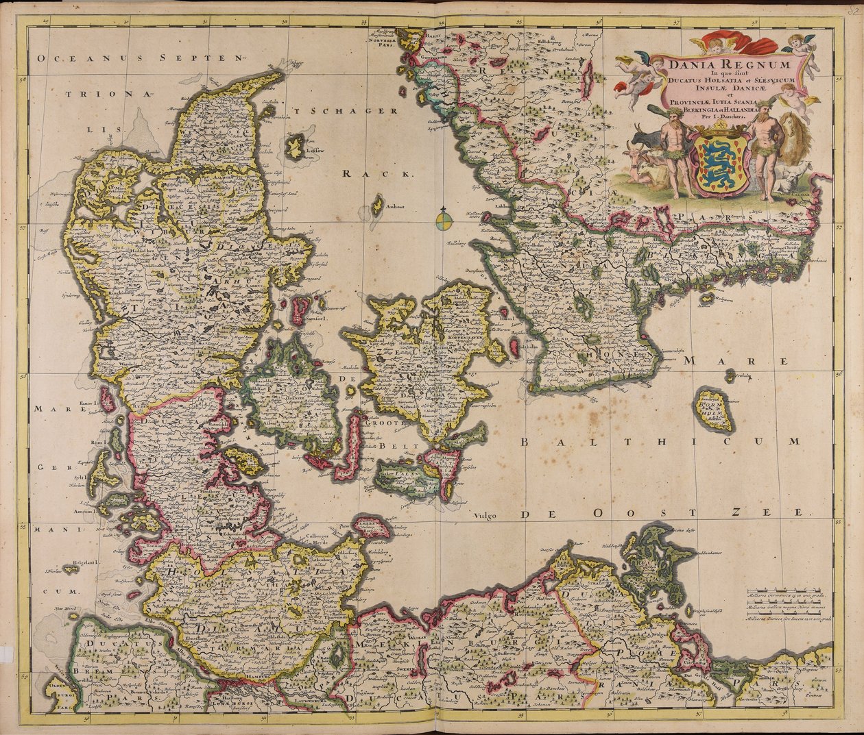 Dania regnum : in quo sunt ducatus Holsatia et Slesvicum insulae Danicae et provinciae Iutia Scania Blekingia et Hallandia od Justus Danckerts