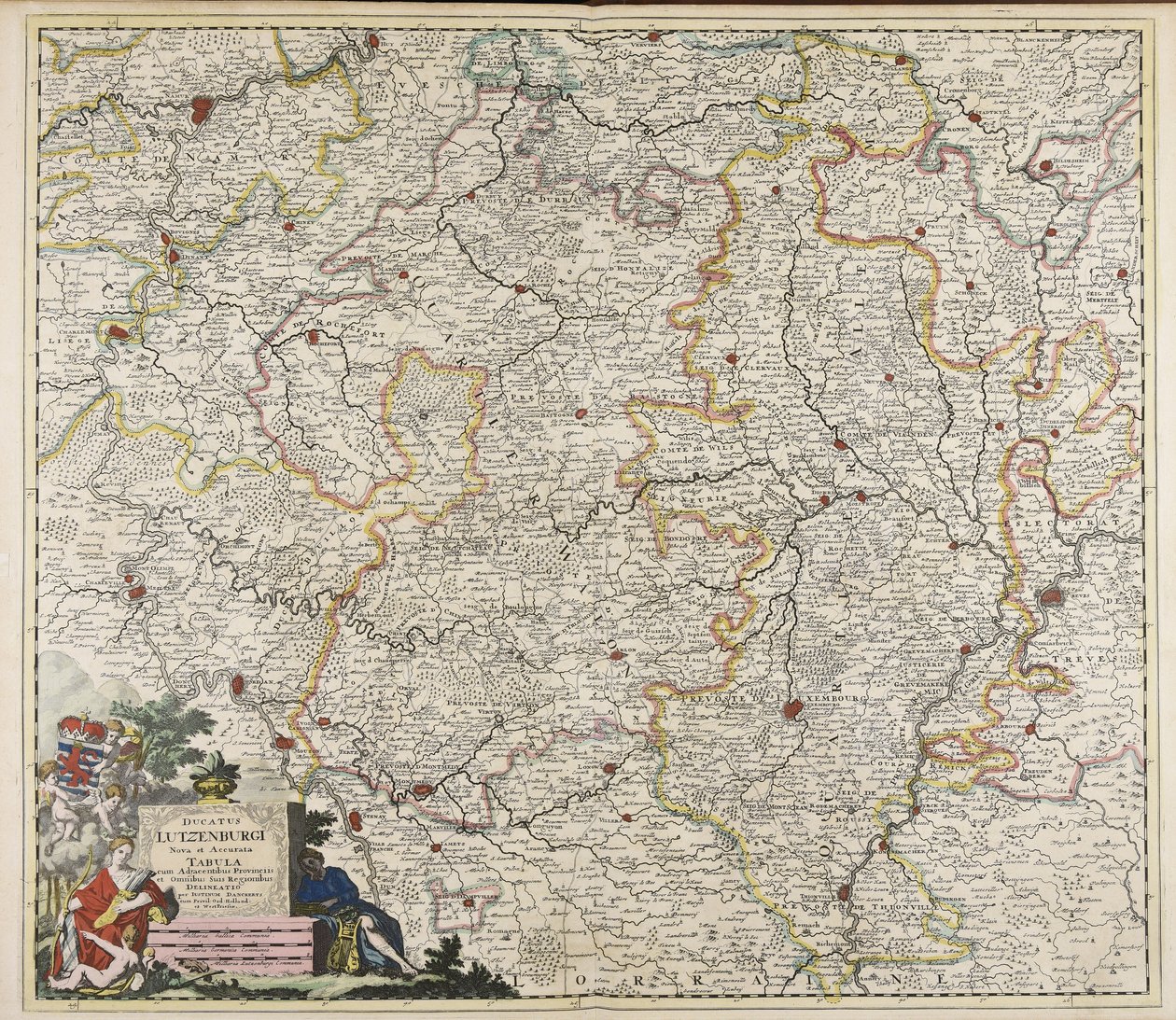 Ducatus Lutzenburgi nova et accurata tabula : cum adjacentibus provinciis et omnibus suis regionibus delineatio / per Iustinum Danckerts od Justus Danckerts