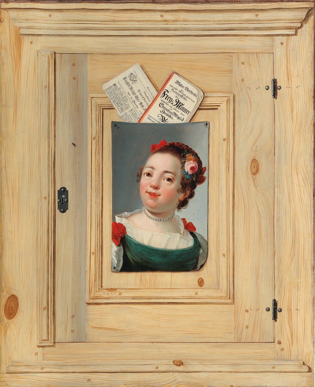 Trompe loeil s portrétem mladé ženy, 1755. od Justus Juncker