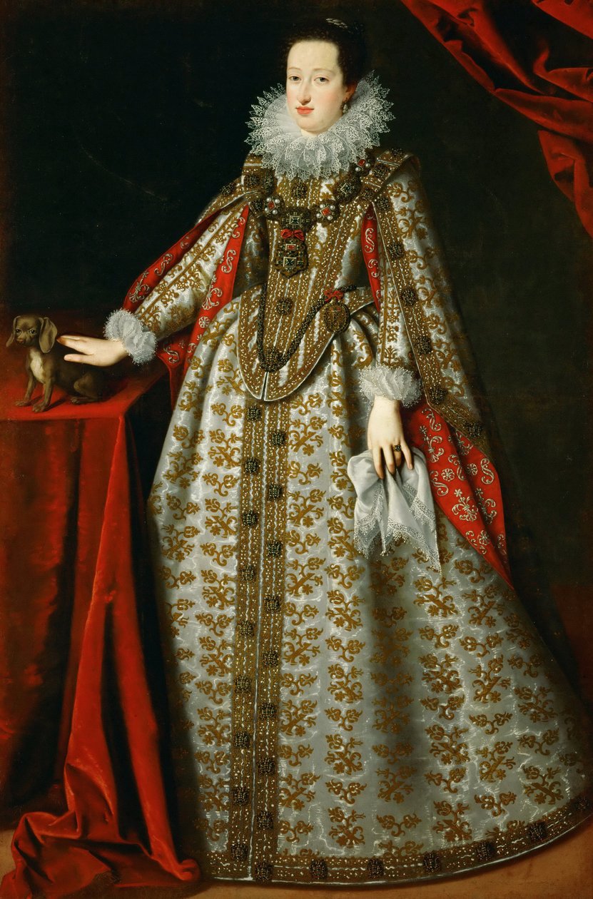 Eleoonore de Gonzague (ou de Mantoue) - Portrét Eleonory Gonzaga (1598-1655), v jejích svatebních šatech - Justus (Giusto, Joost) Sustermans (1597-1681). Olej na plátně od Justus Sustermans