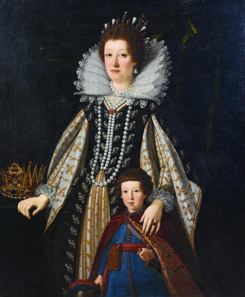 Portrét Marie Magdaleny Rakouské a jejího syna Ferdinanda v polském kroji od Justus Sustermans
