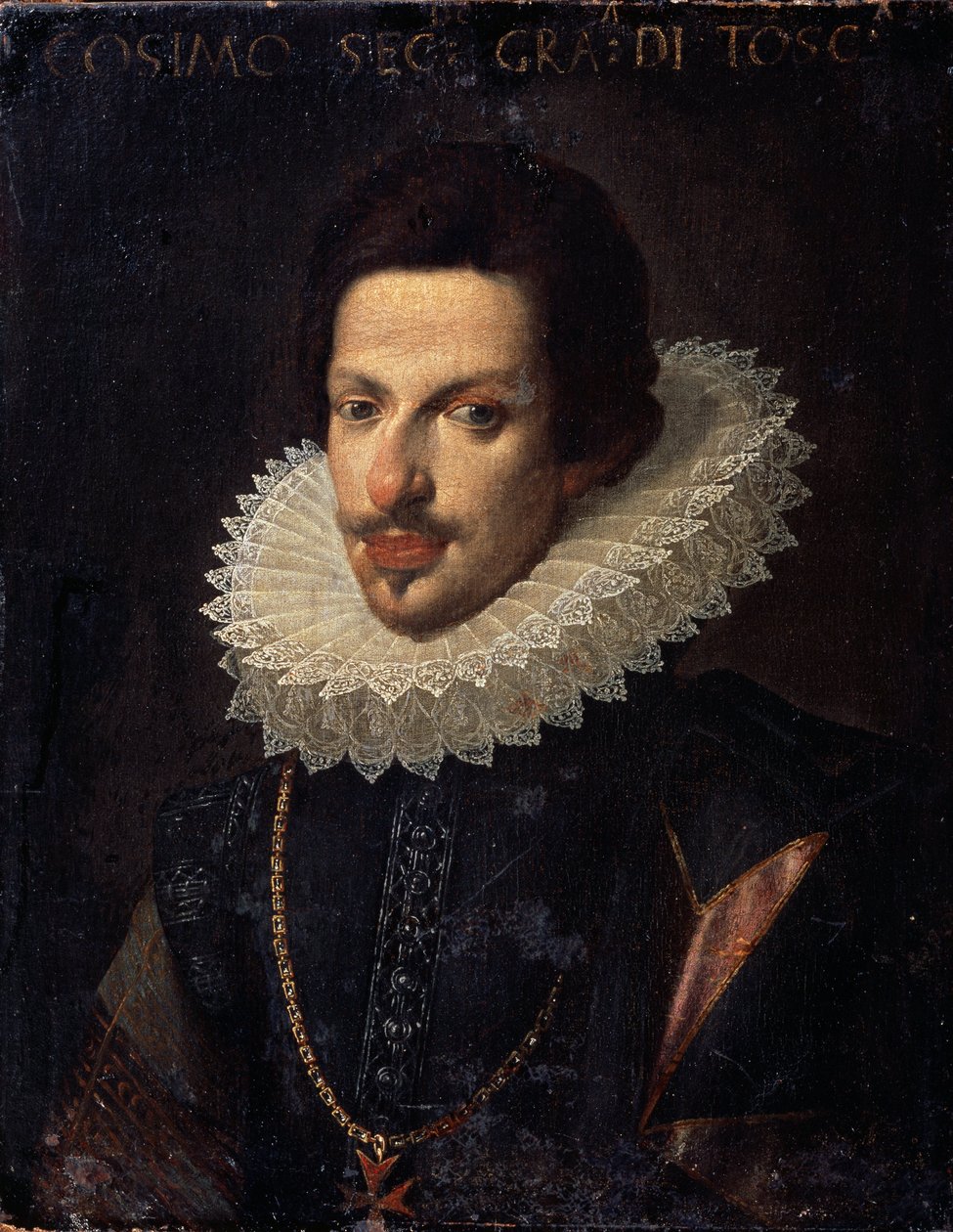 Portrét velkovévody Toskánska Cosima II de Medici (1590-1621) (Portrét velkovévody Toskánska Cosima (Cosme) II de Medici). Obraz Justuse Suttermanse (1597-1681). Olej na plátně, 65 x 50 cm. Vlámská škola 16.-18. století. Státní muzeum H od Justus Suttermans