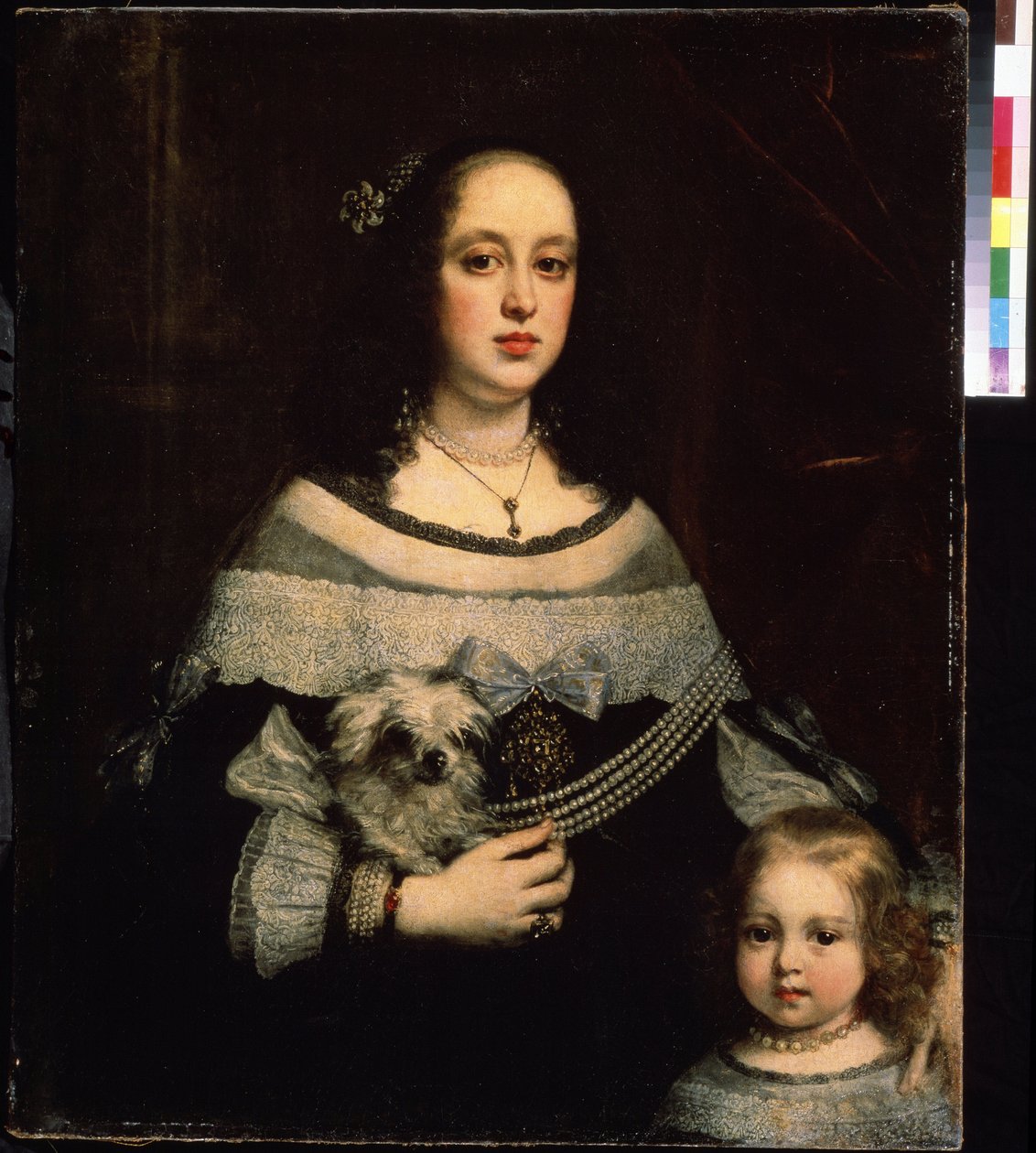 Portrét ženy a holčičky (Portrét dámy a holčičky). Obraz Justuse Suttermanse (1597-1681). Olej na plátně, 89 x 74 cm, kolem roku 1660. Vlámské umění, barokní styl. Puškinovo muzeum výtvarných umění, Moskva. od Justus Suttermans