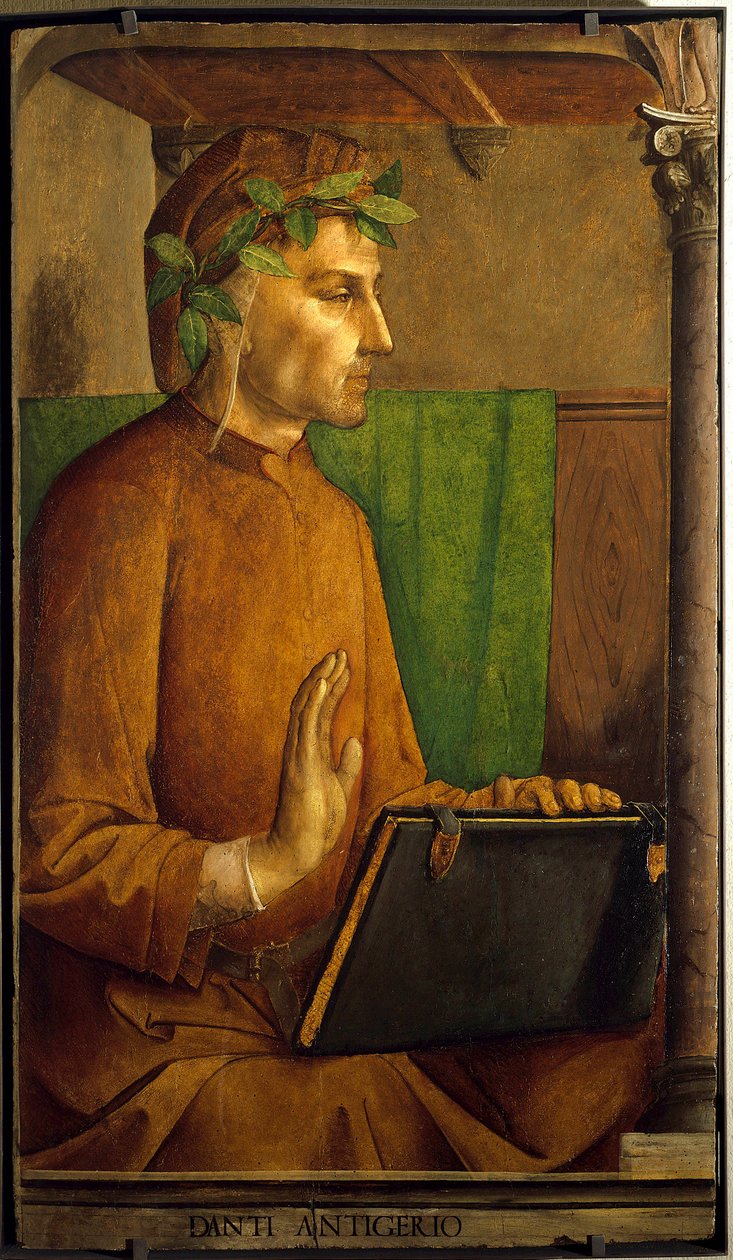 Portrét básníka od Dante Alighieriho (1265-1321) Malba Juste De Ghent (1435-1480) 15. stol., olej na dřevě, rozm. 1,15 x 0,64 m. Paříž. Musee Du Louvre - Portrét básníka Dante Alighieriho (1265-1321). Obraz Juste de Ghent (1435-1480) od Justus van (c.1435 c.1480) Gent