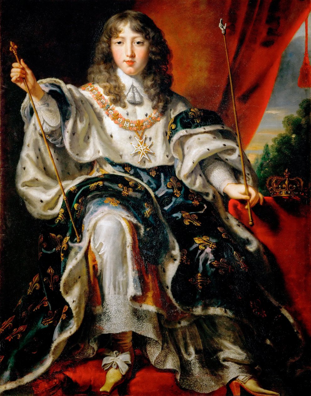 Ludvík XIV., francouzský král (1638-1715) ve svém korunovačním rouchu od Justus van Egmont