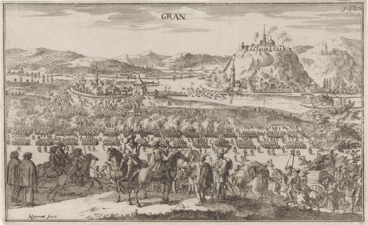 Struska bij Párkány v roce 1683 Gran (název na objektu) od Justus van den Nijpoort