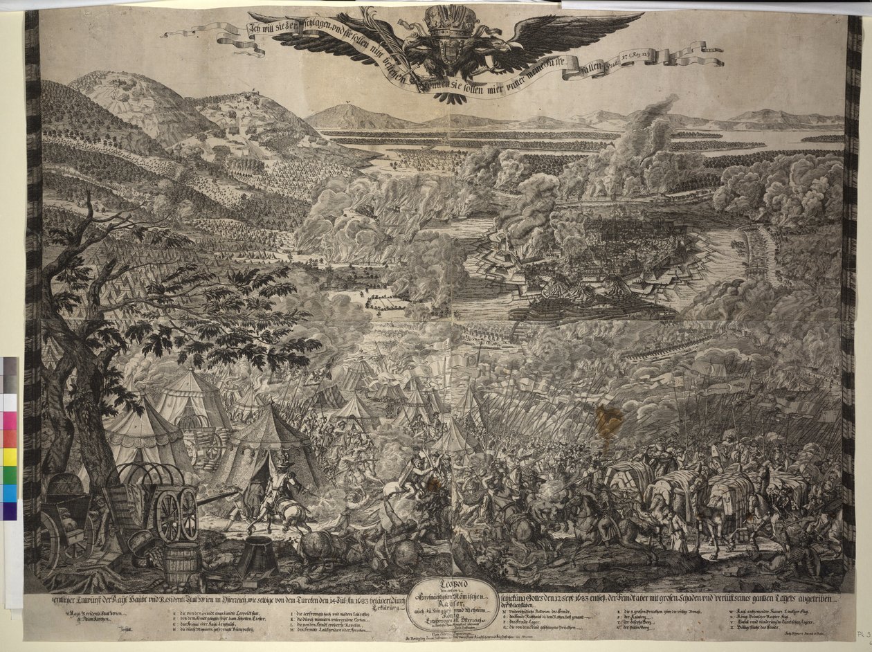 Obléhání Vídně Turky 1683 (tisk) od Justus van den Nypoort