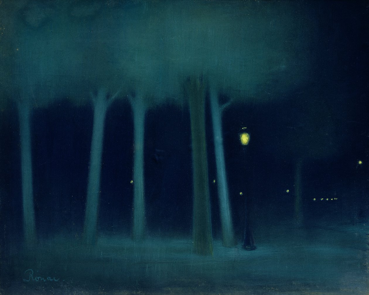 Noční park, asi 1892-95 (pastel na plátně) od József Rippl Rónai