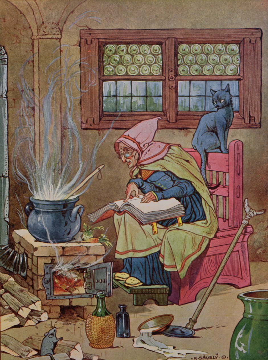 Noita, kuvitus satukirjasta, n. 1910-20 (värikaiverrus) od K. Savely Dezso