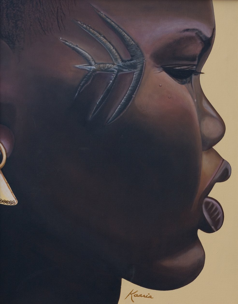 Tribal Mark, 2007 (olej a akryl na plátně) od Kaaria Mucherera