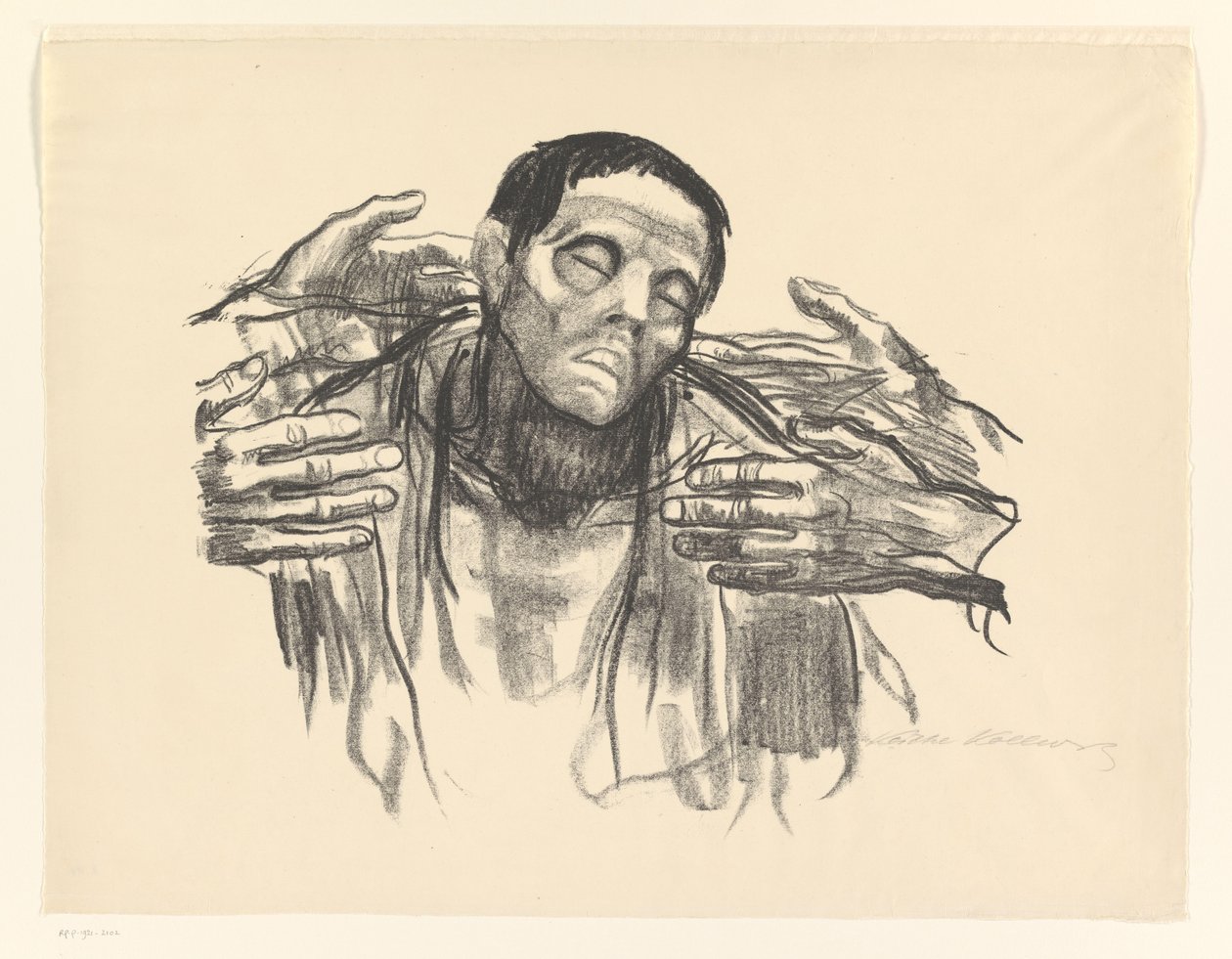 Muž a čtyři ruce Half Russia (původní název) od Käthe Kollwitz (signed by artist)