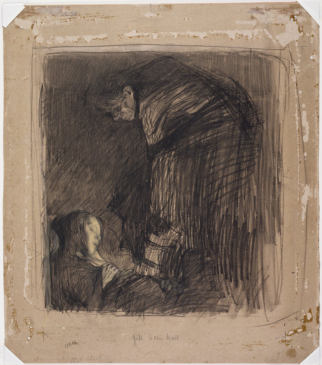 Pohřeb, kolem roku 1903 (uhl, pastel a křída na desce) od Käthe Kollwitz