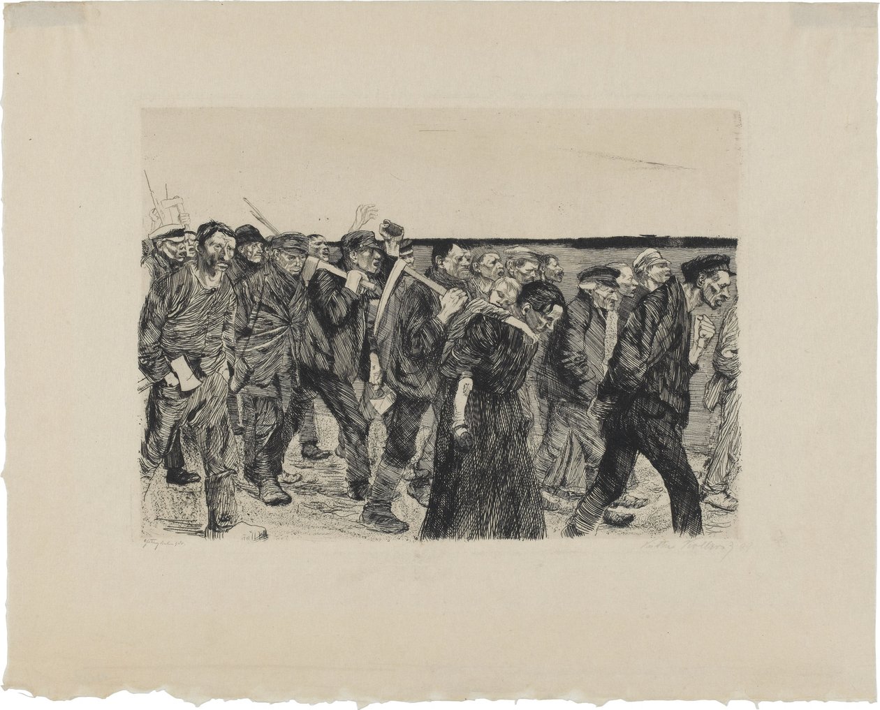 Povstání tkalců, list 4: Pochod tkalců od Käthe Kollwitz