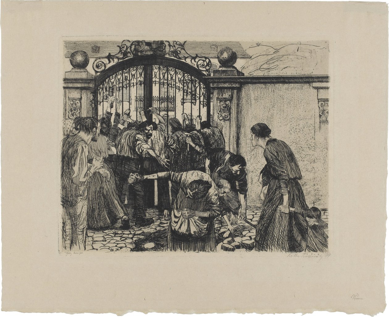 Vzpoura tkalců, list 5: Bouře od Käthe Kollwitz