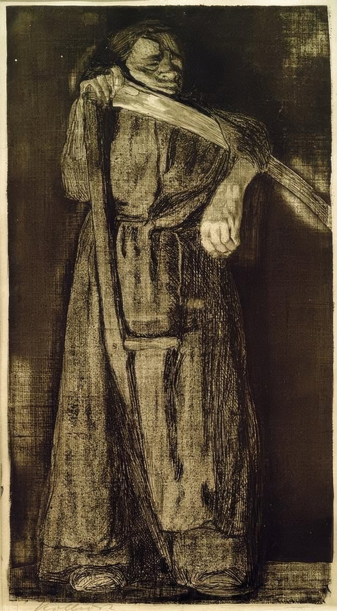 Žena s kosou od Käthe Kollwitz