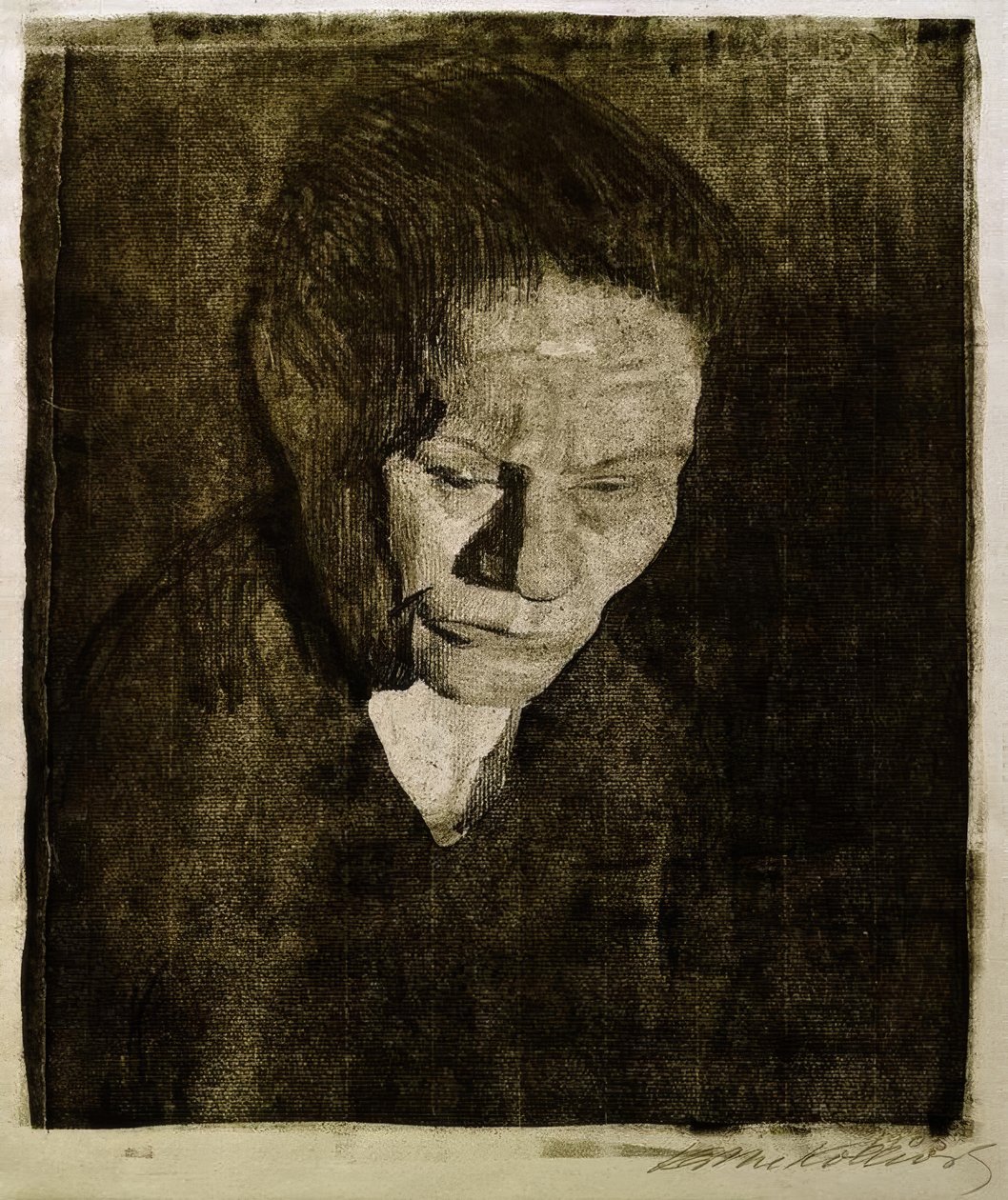 Skloněná ženská hlava od Käthe Kollwitz