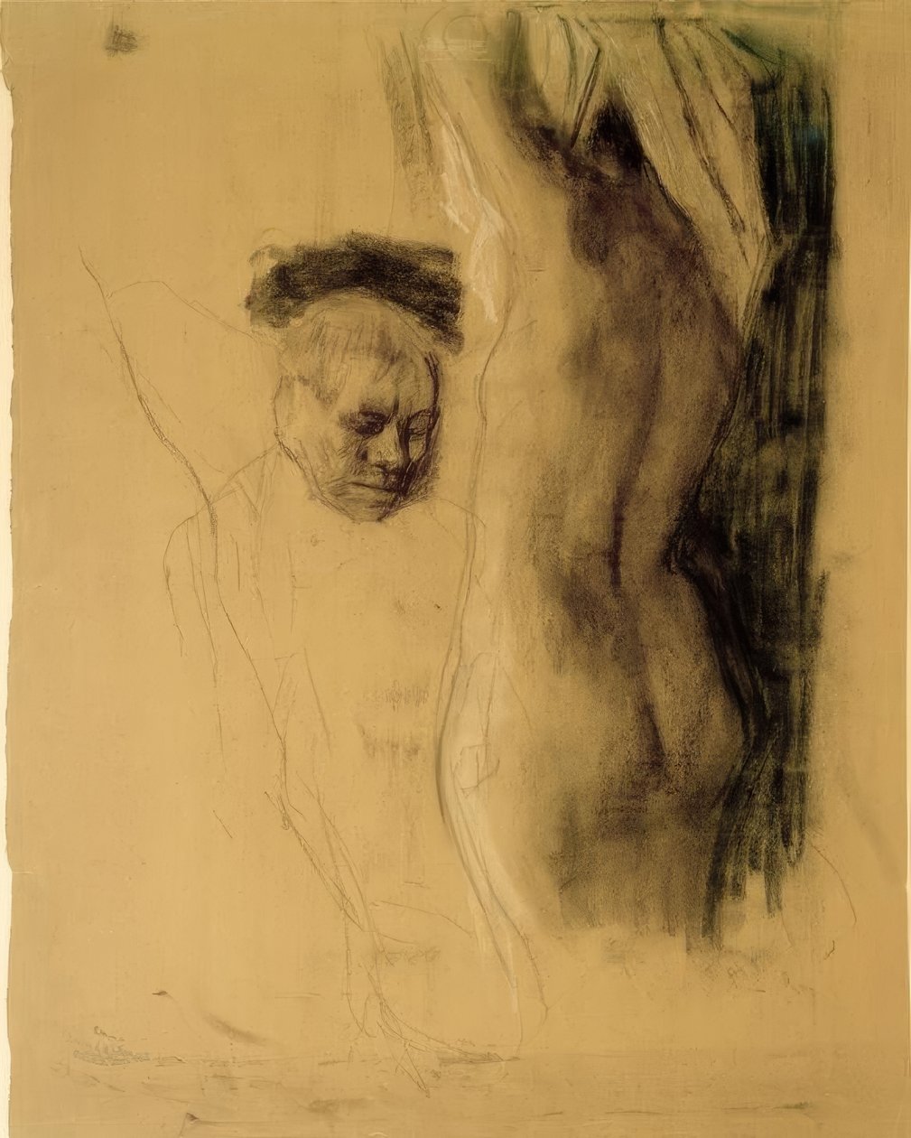 K. Kollwitz, muž klečící před ženským aktem od Käthe Kollwitz