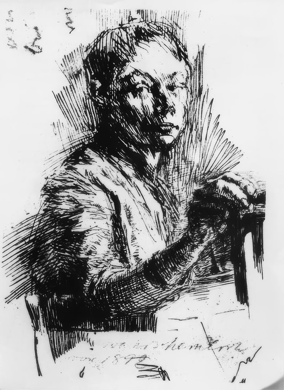Käthe Kollwitz, autoportrét, kresba od Käthe Kollwitz