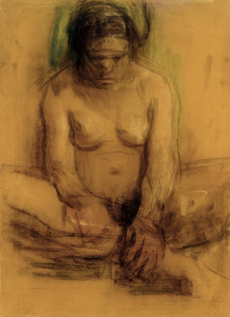Käthe Kollwitz, sedící ženský akt od Käthe Kollwitz