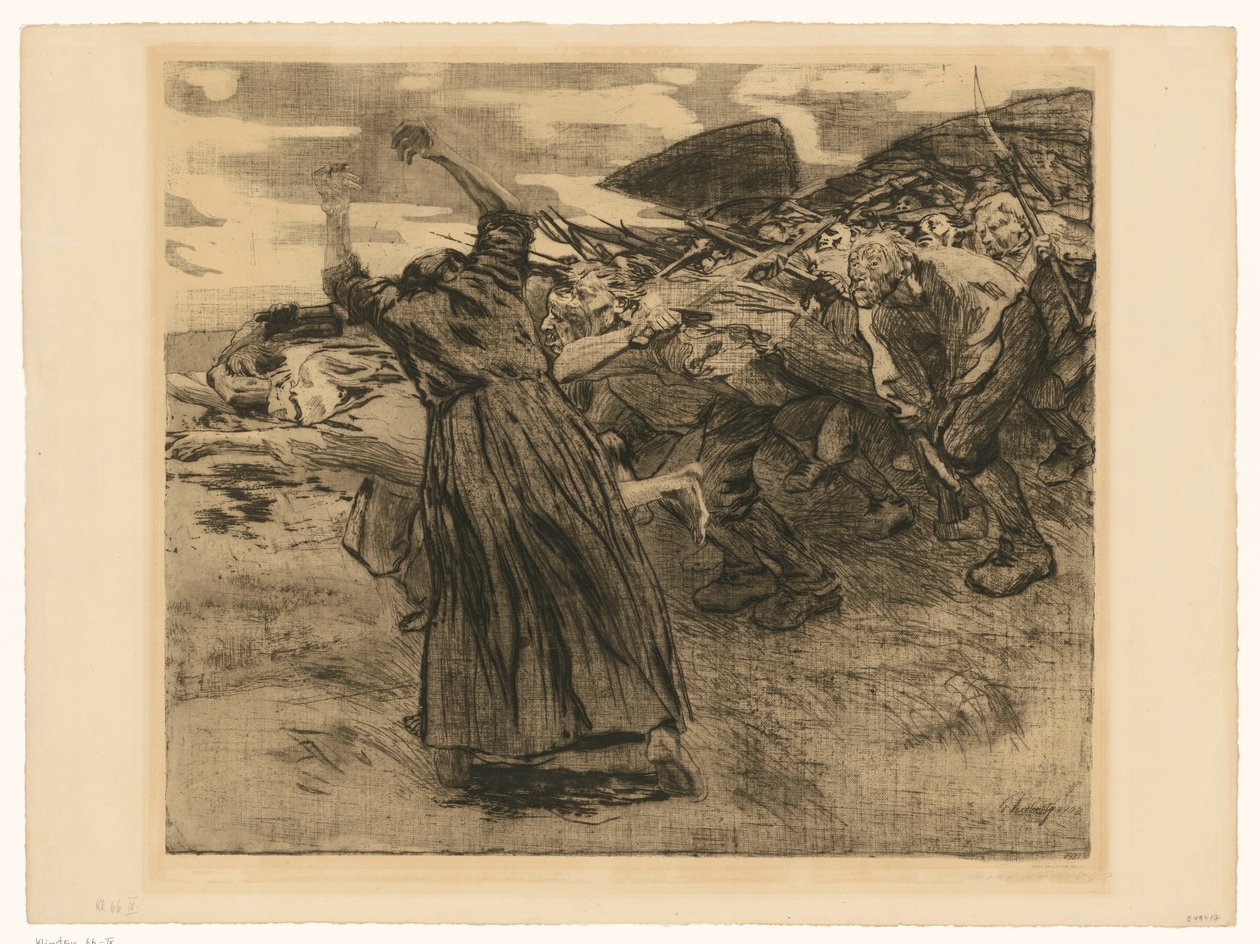 Samostatný list (list 5 z „Bauernkrieg“, 9. stav) od Käthe Kollwitz