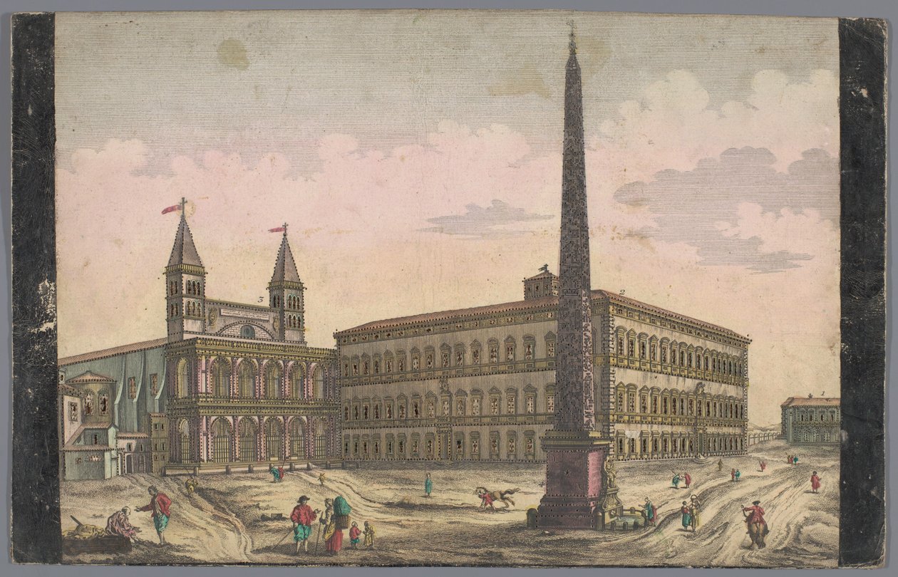 Pohled na náměstí Piazza di San Giovanni in Laterano v Římě Pohled na Place de St Lean de Lateran (název na objektu) od Kaiserlich Franziskische Akademie