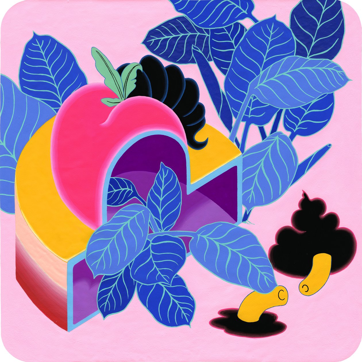 Apple Peach, 2019 (akryl na plátně) od Kam Tsz