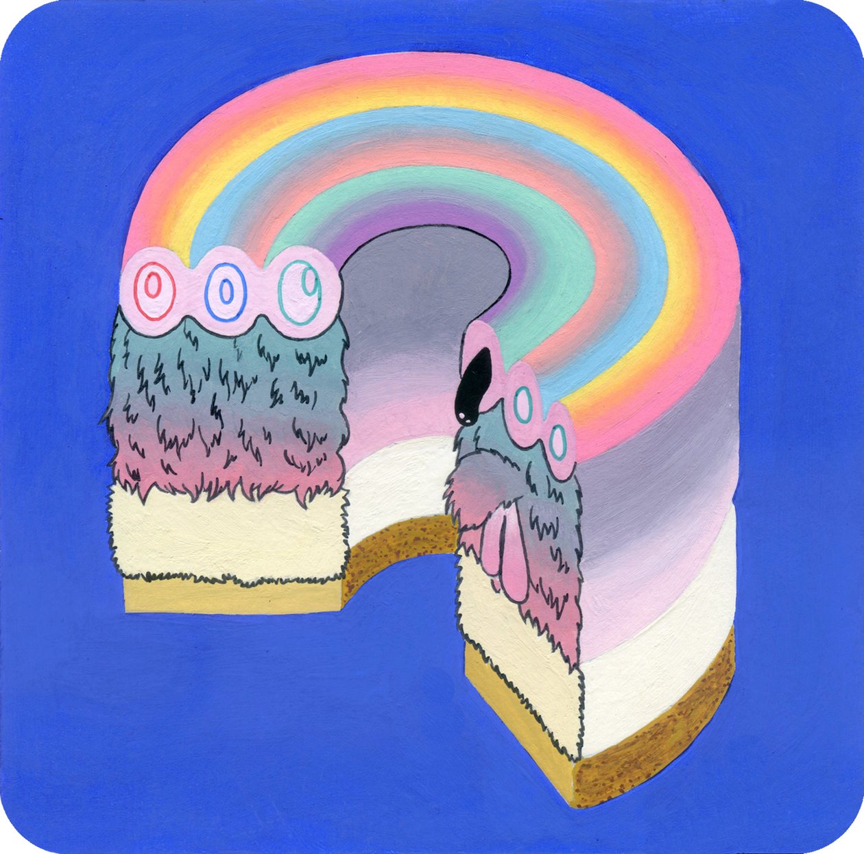 Fuzzcake, 2017 (kombinovaná média na papíře) od Kam Tsz