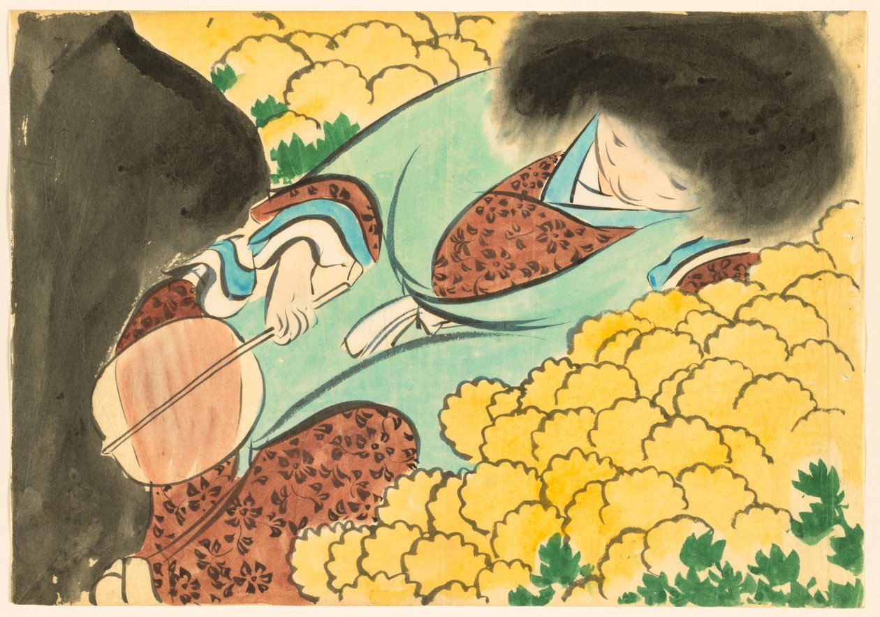 Květiny sta světů (Momoyogusa): Chrysanthemum Boy (Kikuujidō) od Kamisaka Sekka