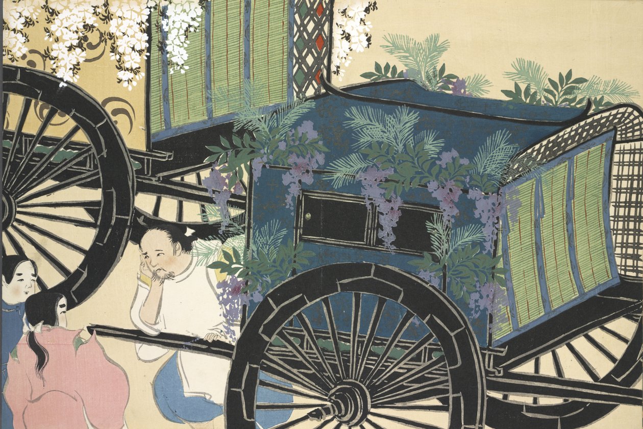 Hanazashi-guruma z Momoyo-gusa (Svět věcí) Vol II, pub. 1909 (barevný dřevořez) od Kamisaka Sekka