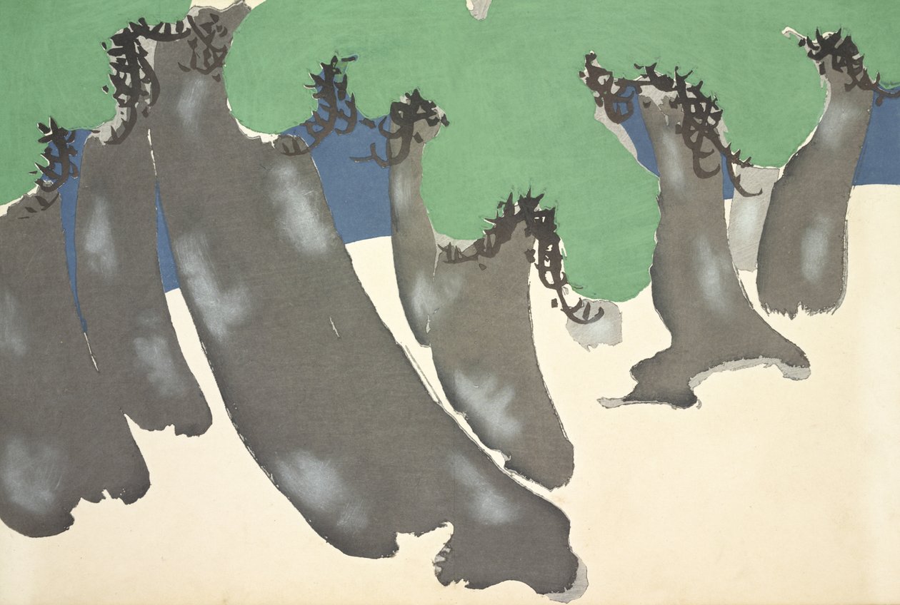 Sonare No Matsu, z Momoyo-gusa (Svět věcí) Vol III, pub. 1910 (barevný dřevořez) od Kamisaka Sekka