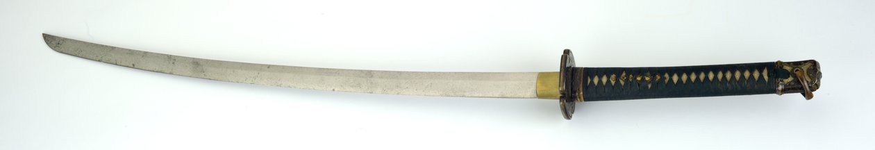 Meč se vzorem „Kai-gunto“ pro námořního důstojníka, kolem 1937-45 (ocel, dřevo, mosaz, zlacení, šňůra a rejnok) od Kanemich Hibino