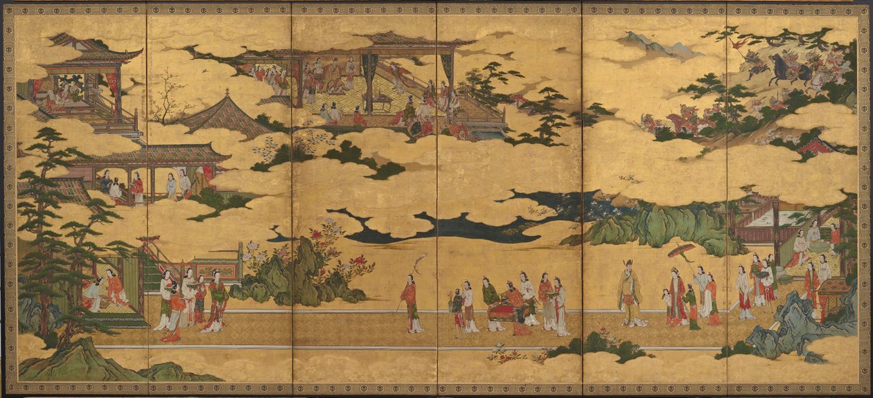 Scény ze života císaře Ming Huang a Yang Guifei (jedna z dvojice s F1901.20) od Kano Mitsunobu